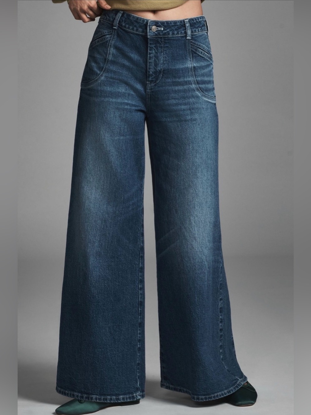 PILCRO • Anthropologie high rise wide leg trouser jeans 18W stretch